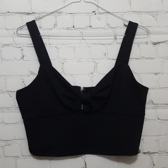 Bebe black bow crop top, NWT, size L - Picture 4 of 8